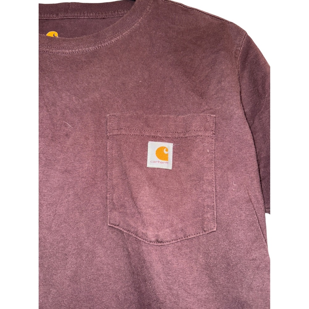 Carhartt Original Fit Womens T-Shirt Top Pocket Burgundy Small S Casual - Picture 2 of 6